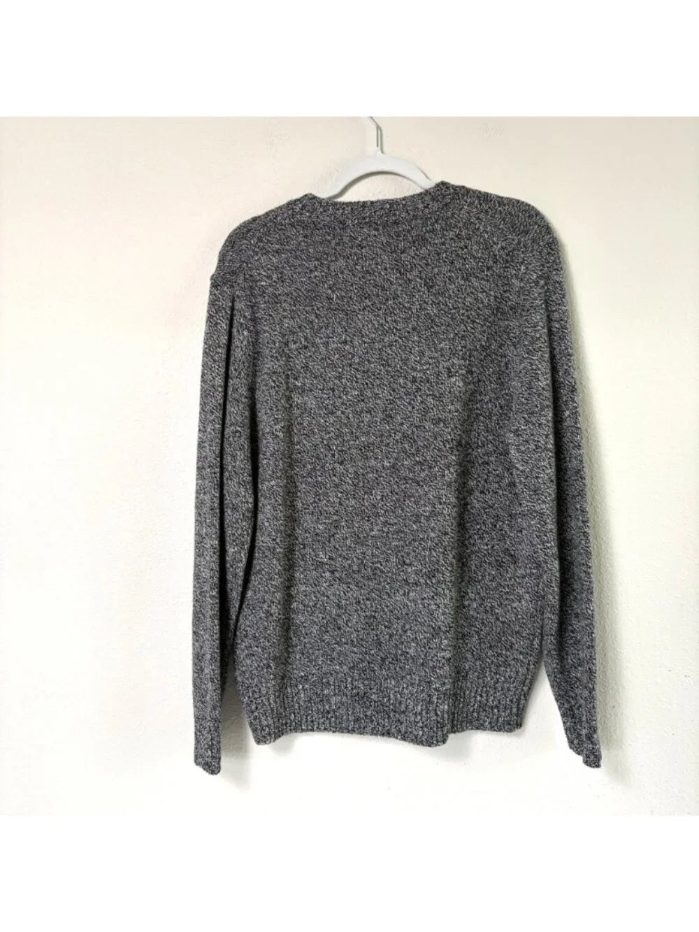J Crew Rugged Merino Wool Blend Sweater Mens Size M Marled Black Crew‎ Neck NWT